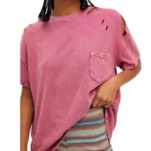 NWT Free People Rubi Tee SHIRT in Fairytale PINK SIZE SMALL